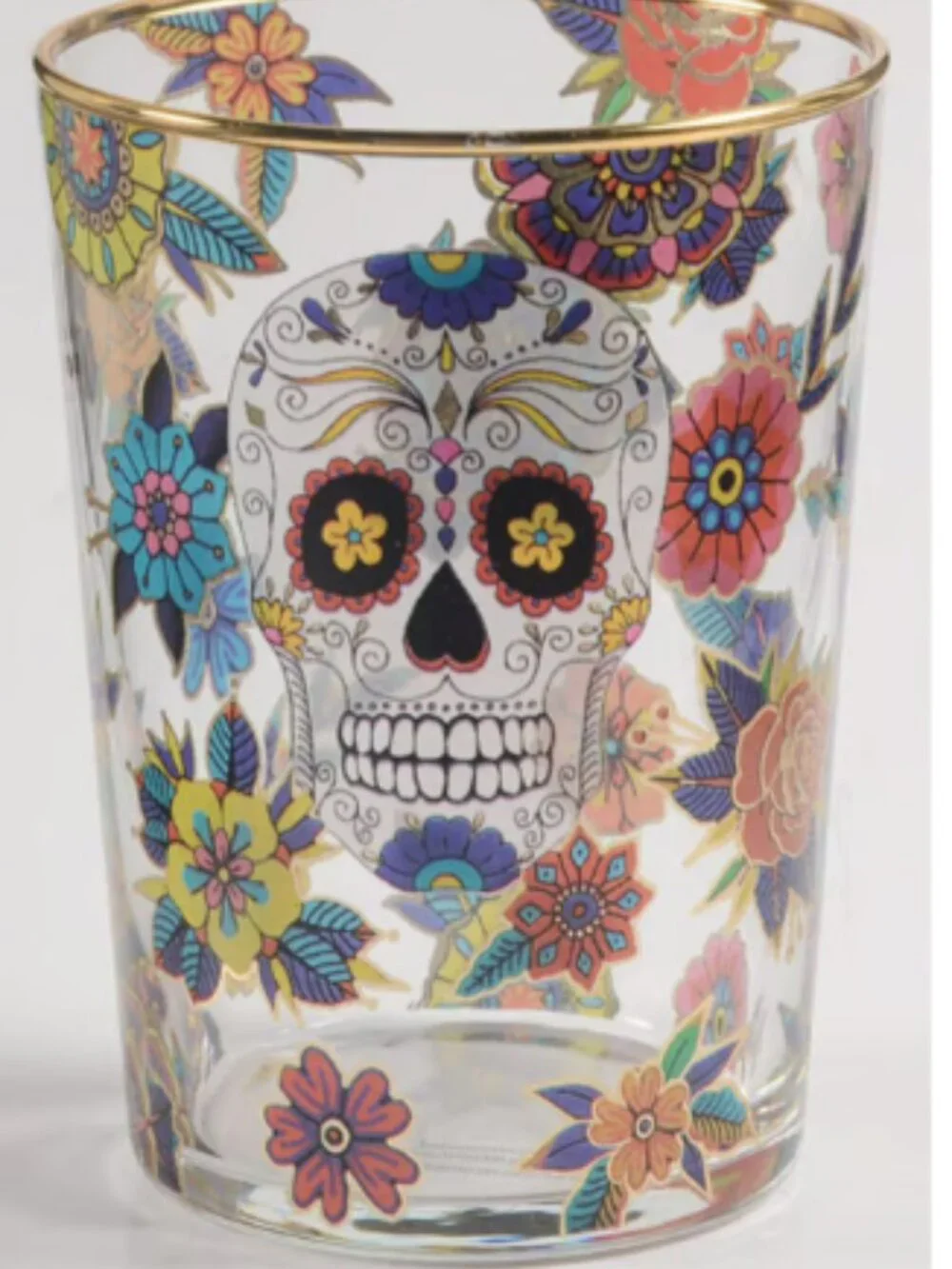 WILLIAMS SONOMA DIA DE LOS MUERTOS DAf OF THE DEAD GLASS TALL TUMBLERS SET OF 4